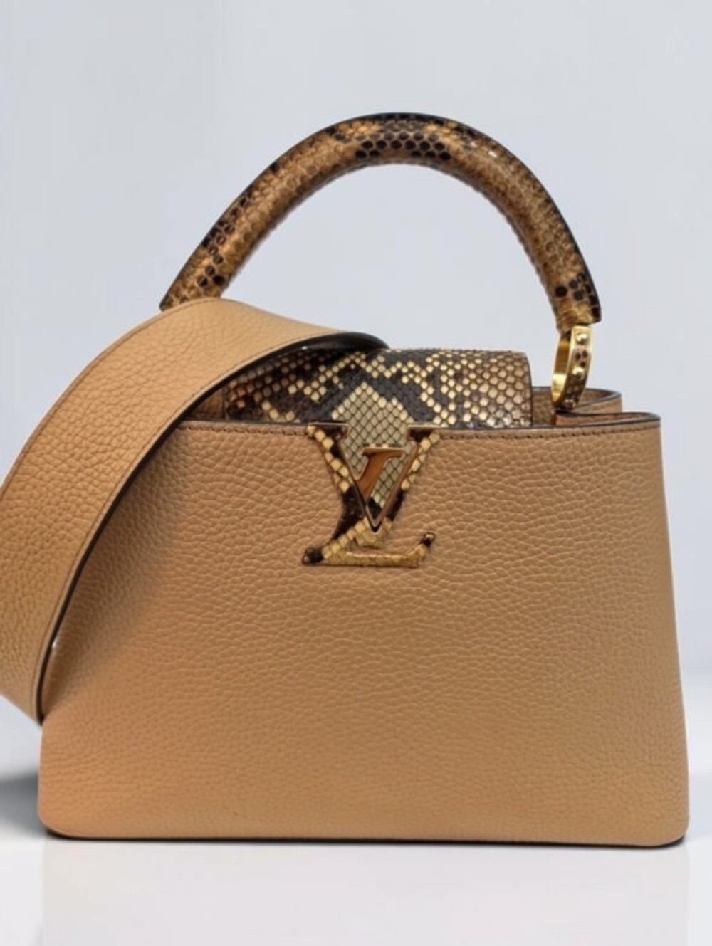Louis Vuitton Taurillon Snakeskin Capucines BB Arizona Brown Crossbody Bag